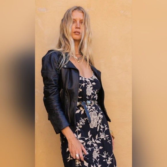 CHASING UNICORNS LONE STAR LEATHER BIKER JACKET NOIR (NWT) - Picture 7 of 17